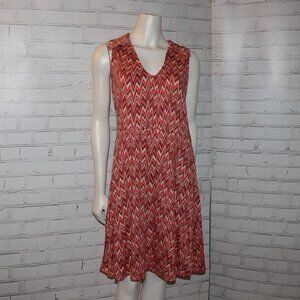 🧡 Thyme & Honey Orange Chevron Dress – Size XL Boho Vibes · Bold Print · Easy C